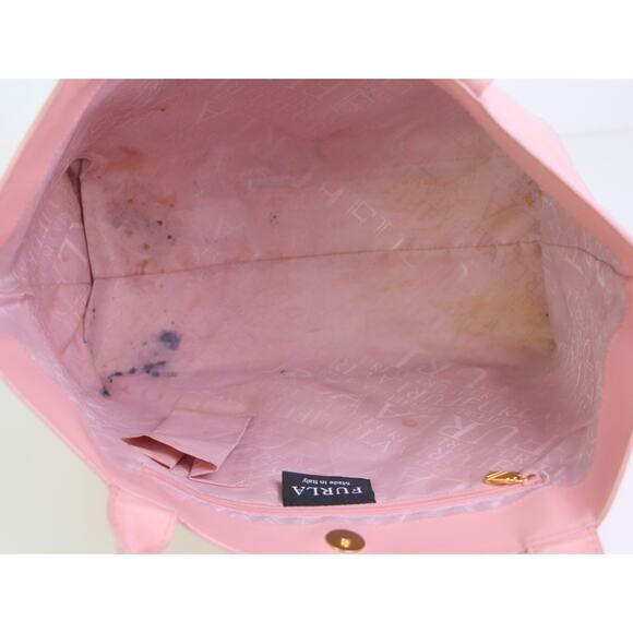 ROOMY Furla ITALY PEARL PINK GENUINE LEATHER SHOULDER BAG HANDBAG TOTE PURSE - Picture 12 of 16